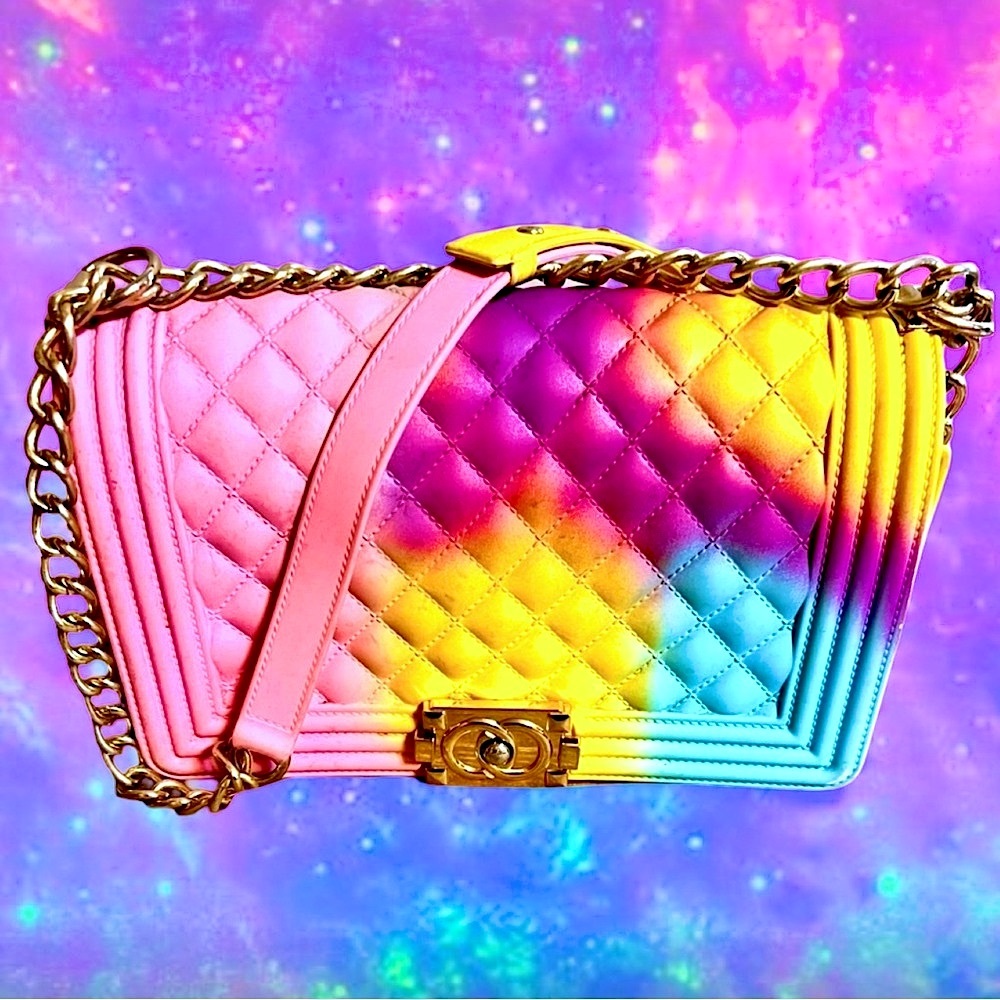 Vibrant Women’s Pink/Purple/Blue/Yellow Quilted Jelly Crossbody Purse Bag❤️❤️